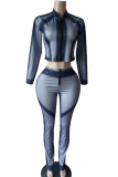 Casual Stripe Zipper Zipper Collar Long Sleeve Two Pieces