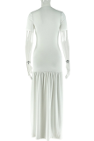 Elegant Solid Color High Slit O Neck Long Dresses