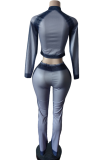 Casual Stripe Zipper Zipper Collar Long Sleeve Two Pieces