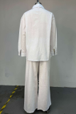 Casual Solid Color Buckle Shirt Collar Long Sleeve Two Pieces