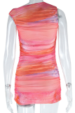 Sexy Print Patchwork Off Shoulder Wrapped Skirt Dresses