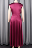 Elegant Solid Color Flower Shape V Neck Long Dresses