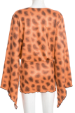 Sexy Leopard Print Ruched Deep V Neck Wrapped Skirt Dresses