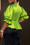 Casual Solid Color Irregular O Neck Plus Size Tops