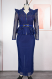 Casual Solid Color Hot Drill Mandarin Collar Plus Size Two Pieces