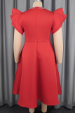Elegant Solid Color Beading O Neck A Line Dresses