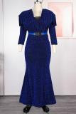 Elegant Solid Color Ruched V Neck Long Plus Size Dresses