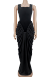 Sexy Solid Color Ruched Spaghetti Strap Wrapped Skirt Dresses