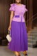 Elegant Solid Color Pleated Contrast V Neck Long Dresses