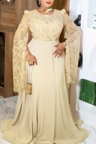 Elegant Solid Color Sequins O Neck Evening Plus Size Dresses