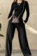 Casual Solid Color Pocket O Neck Long Sleeve Two Pieces