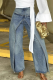Casual Solid Color Patchwork Mid Waist Loose Denim Jeans