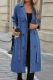 Casual Solid Color Strap Design Turndown Collar Long Sleeve Loose Denim Jacket