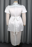 Elegant Solid Color Lace O Neck Long Dresses