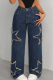 Casual The stars Patchwork Loose Mid Waist Conventional Patchwork Bottoms