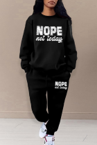 Casual Letters Contrast O Neck Long Sleeve Two Pieces