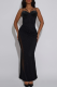 Shimmery Spaghetti Strap Slim Dress Side Slit Mesh Party Elegant Long Gown