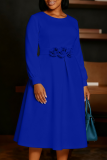 Elegant Solid Color Flower Shape O Neck A Line Dresses
