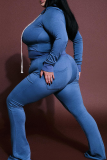 Casual Solid Color Draw String Hooded Long Sleeve Two Pieces