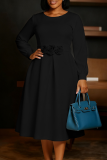 Elegant Solid Color Flower Shape O Neck A Line Dresses