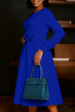 Elegant Solid Color Flower Shape O Neck A Line Dresses