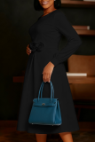 Elegant Solid Color Flower Shape O Neck A Line Dresses
