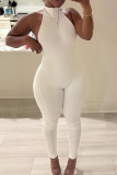 Sexy Solid Color Backless Halter Skinny Jumpsuits