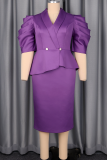 Elegant Solid Color Ruched V Neck Wrapped Skirt Dresses
