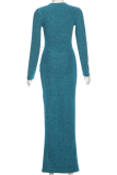 Elegant Solid Color Hollow Out O Neck Long Dresses