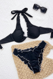Sexy Solid Color Patchwork Swimwears