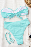 Sexy Solid Color Metal Accessories Trim Swimwears