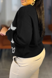 Butterfly Print Oversized Top Casual Trendy Versatile Sweatshirt