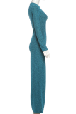 Elegant Solid Color Hollow Out O Neck Long Dresses