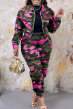 Casual Camouflage Print Pocket Regular Conventional Full Print Bottoms
