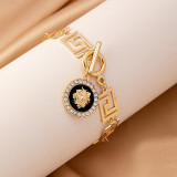Geometric Pattern Pendant Anklet Retro Luxury Fashion Jewelry