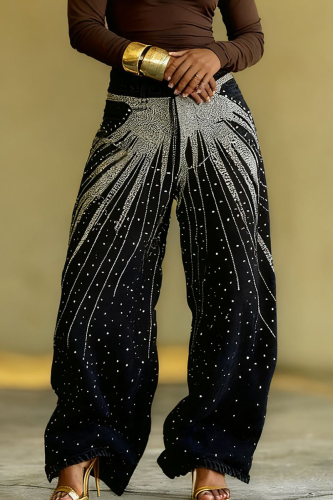 Casual Solid Color Hot Drill Loose Denim Jeans