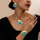 Irregular Letter E Hoop Bracelet And Earrings Set