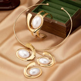 Irregular Letter E Hoop Bracelet And Earrings Set