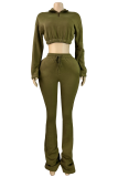 Casual Solid Color Zipper Zipper Collar Long Sleeve Two Pieces