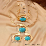 Irregular Letter E Hoop Bracelet And Earrings Set