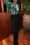 Casual Stripe Contrast O Neck Tops