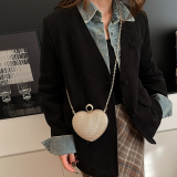 Heart Rhinestone Bag Chain Crossbody Shoulder Purse