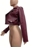 Women's Cropped Biker Jacket Edgy Street Style Zip Up Outerwear