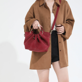 Velvet Hoop Bucket Bag Drawstring Crossbody Handbag