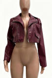 Women's Cropped Biker Jacket Edgy Street Style Zip Up Outerwear