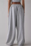 Women's Embroidered Loose Straight Leg Pants Casual Trendy Versatile Commute Sport Trousers