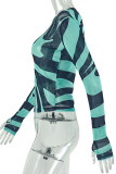 Casual Stripe Contrast O Neck Tops
