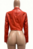 Women's Cropped Biker Jacket Edgy Street Style Zip Up Outerwear
