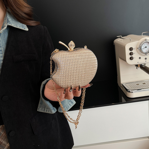 Apple Shaped Woven Bag Chain Crossbody Clutch