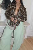 Y2K Deep V Plaid Shirt Oversized Asymmetric Design Casual Top